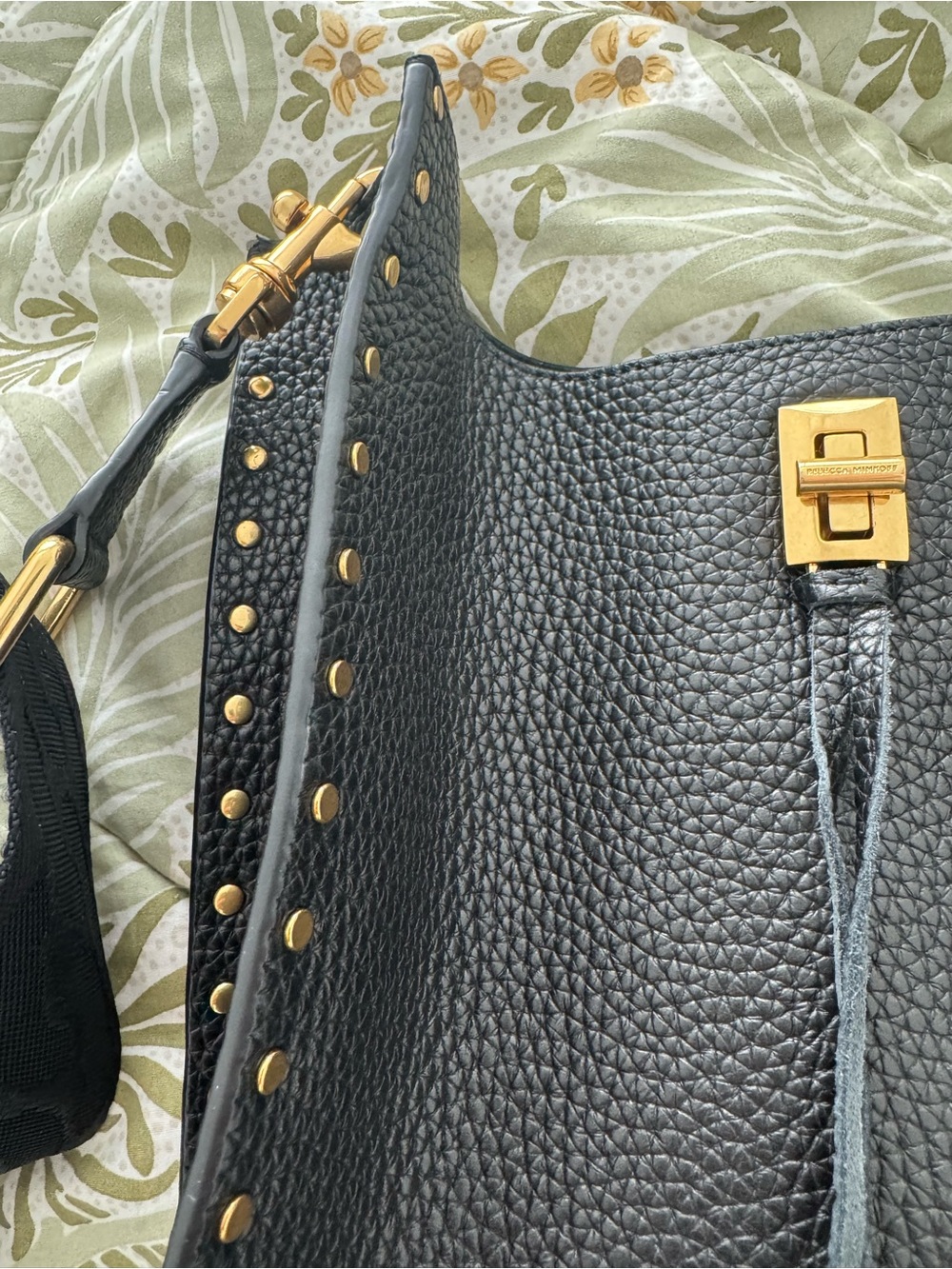 Rebecca Minkoff Black Pebbled Leather Crossbody with Gold Hardware - Picture 2 of 3
